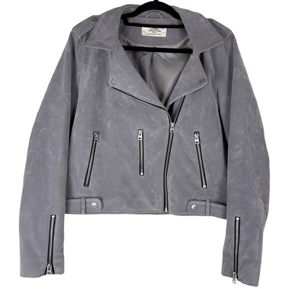 ASOS Urbancode London Suede Moto Biker Jacket in Gray Size UK 14 US 10 - Picture 3 of 16
